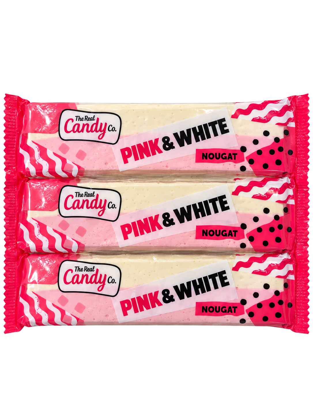 The Real Candy Co Pink & White Nougat Bar 130g From Mambas Sweets