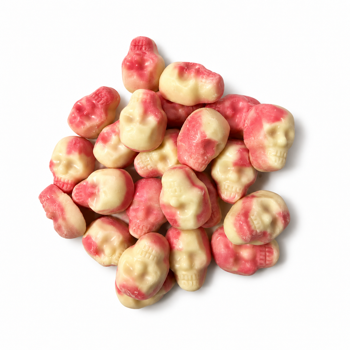 Pink and cream Hannah’s Skull Crushers sweets in a 1kg bag